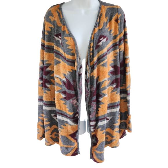 INC Southwestern Waterfall Open Cardigan Sweater M Sunset Colors - Picture 2 of 6
